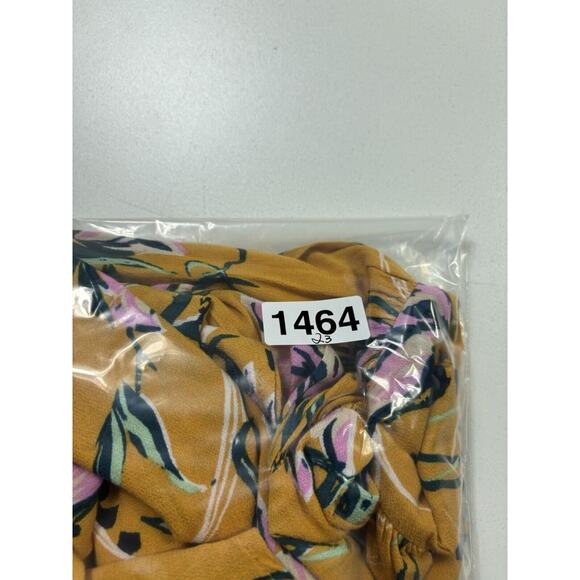 Free People Bella Floral Print Empire Tunic Top Golden Yellow Sz Small Boho - Picture 9 of 9